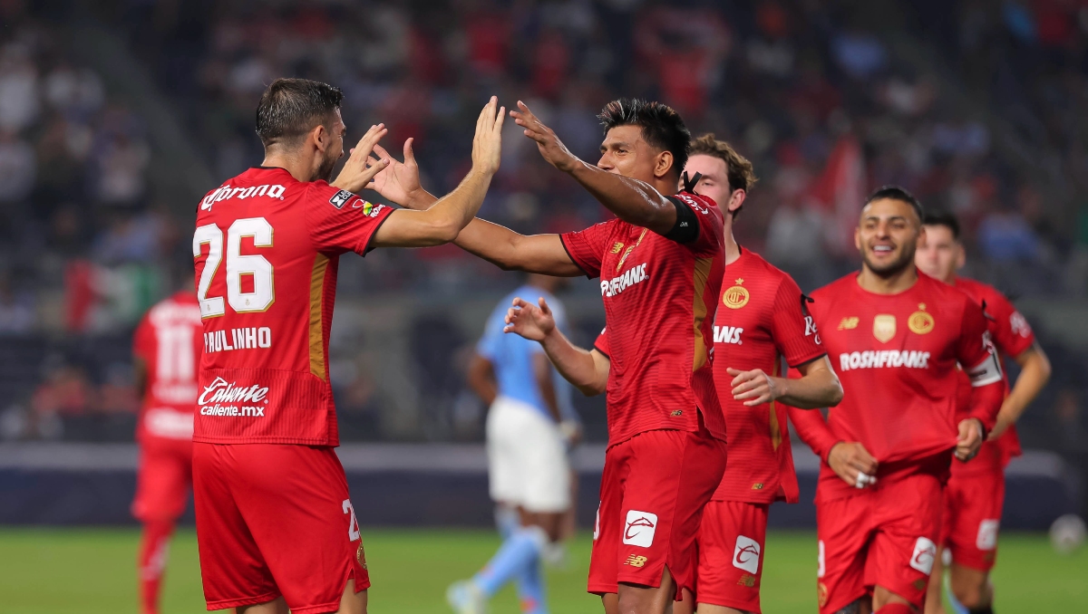 Toluca en festejo de gol vs NYC FC en la Leagues Cup (Imago7)