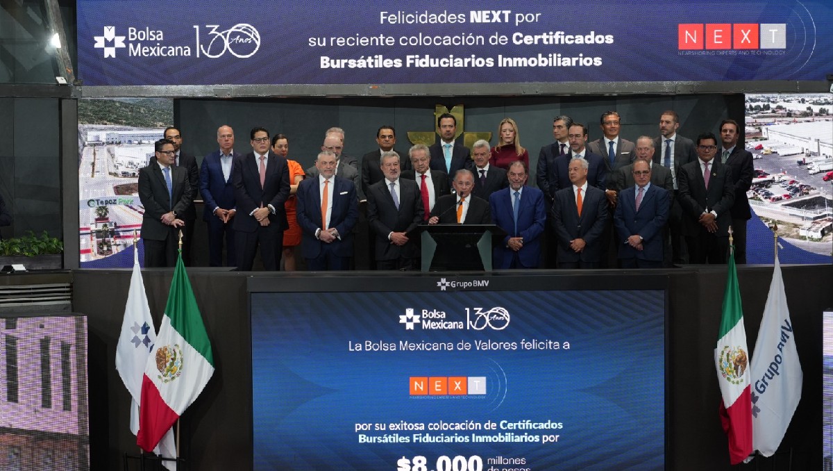 Fue hasta finales de julio cuando Fibras Uno pudo concluir el proceso y listar a Fibra Next en los mercados bursátiles mexicanos. Foto: Especial