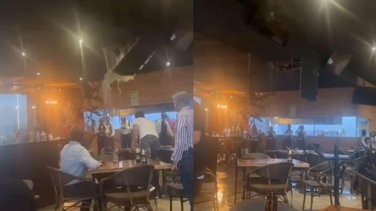 Uno de  los estragos que más causo asombro fue el del restaurante El Rincón Gaucho, ubicado en Plaza Palmas, donde el agua se filtró por el techo.