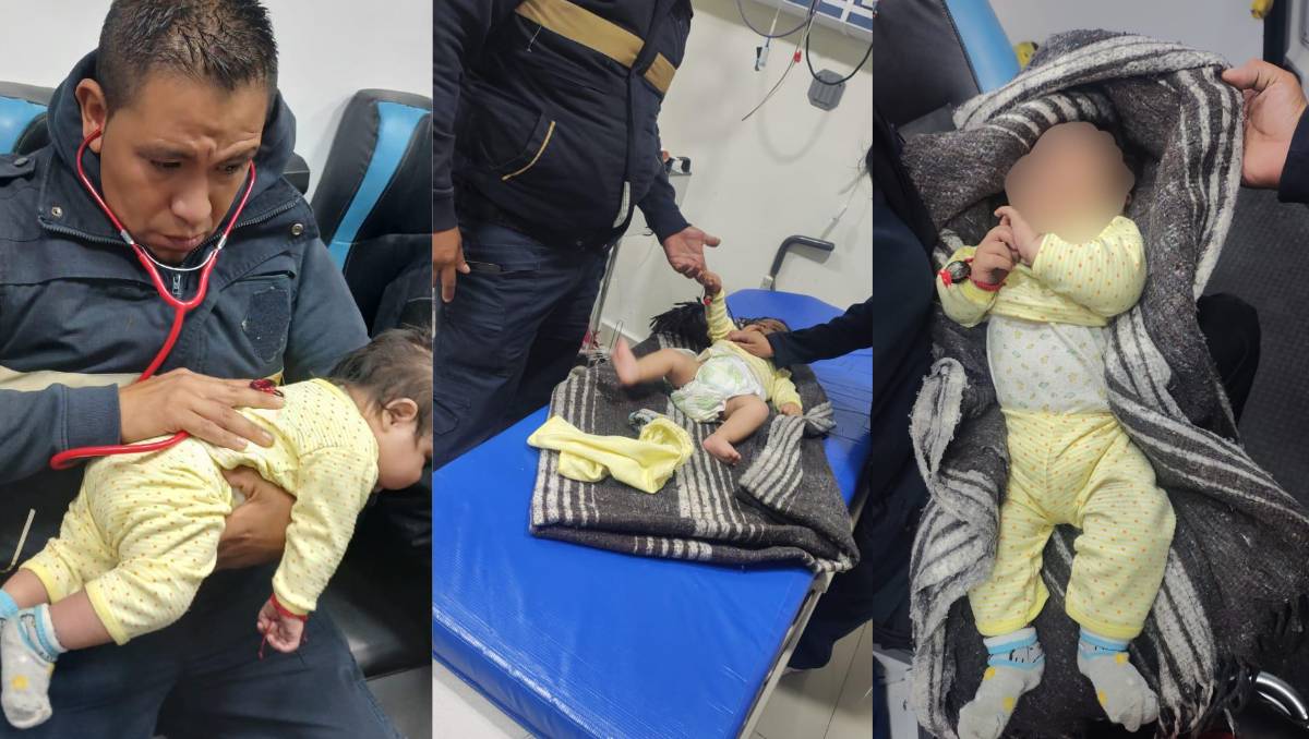 Vecinos hallaron a un bebé de tres meses en calles de Santo Tomás Chiconautla, Ecatepec; fue llevado al hospital.| Especial