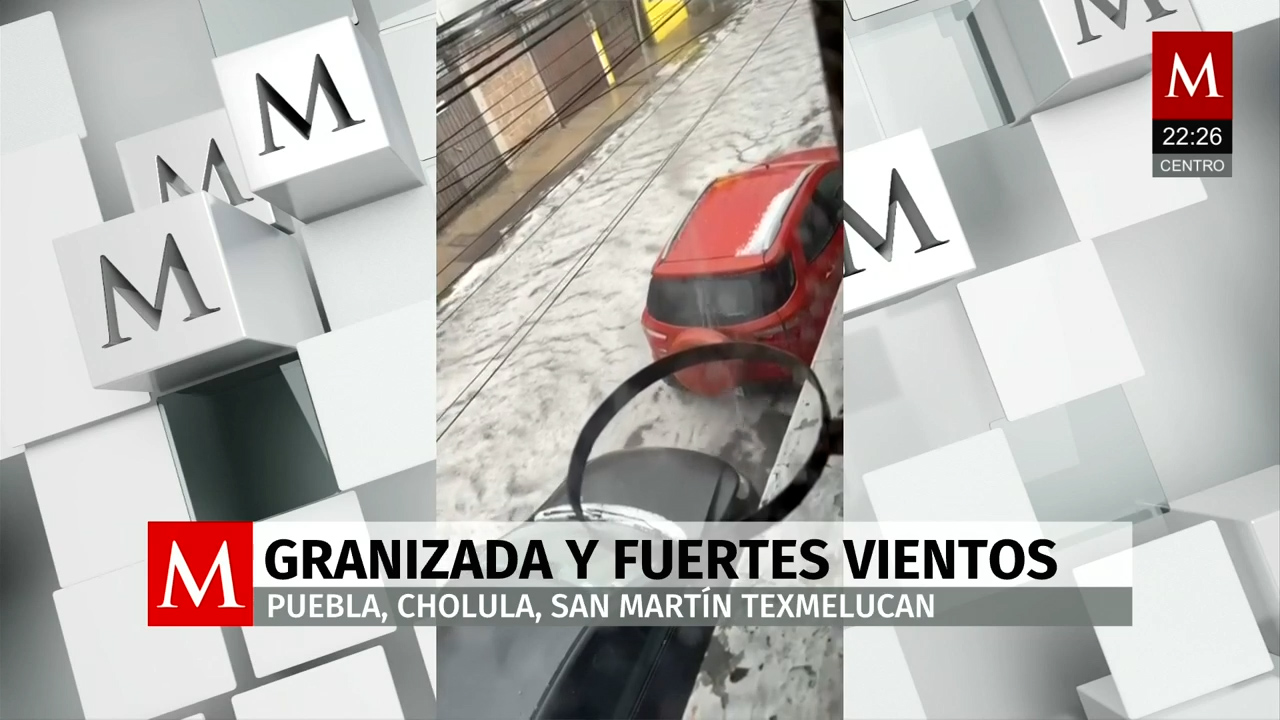 Lluvia con granizo y vientos causa encharcamientos en Puebla y San Pedro Cholula