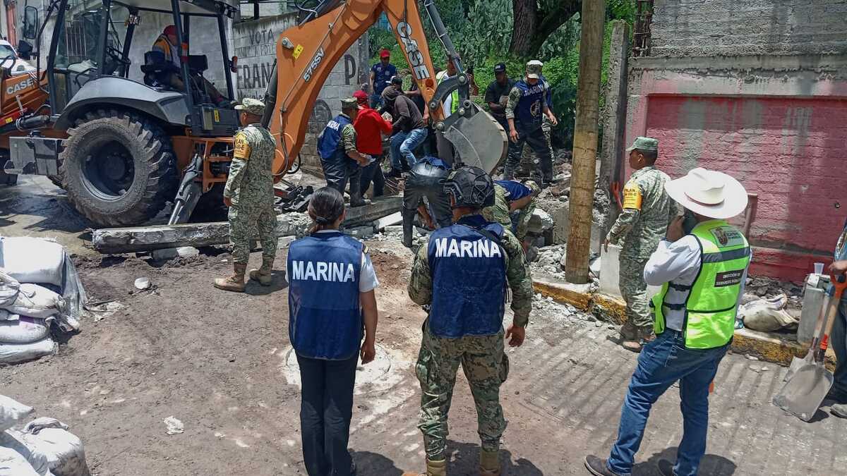 Brigadas de la Marina realizan labores de limpieza tras lluvias en San Andrés de la Cañada | Especial