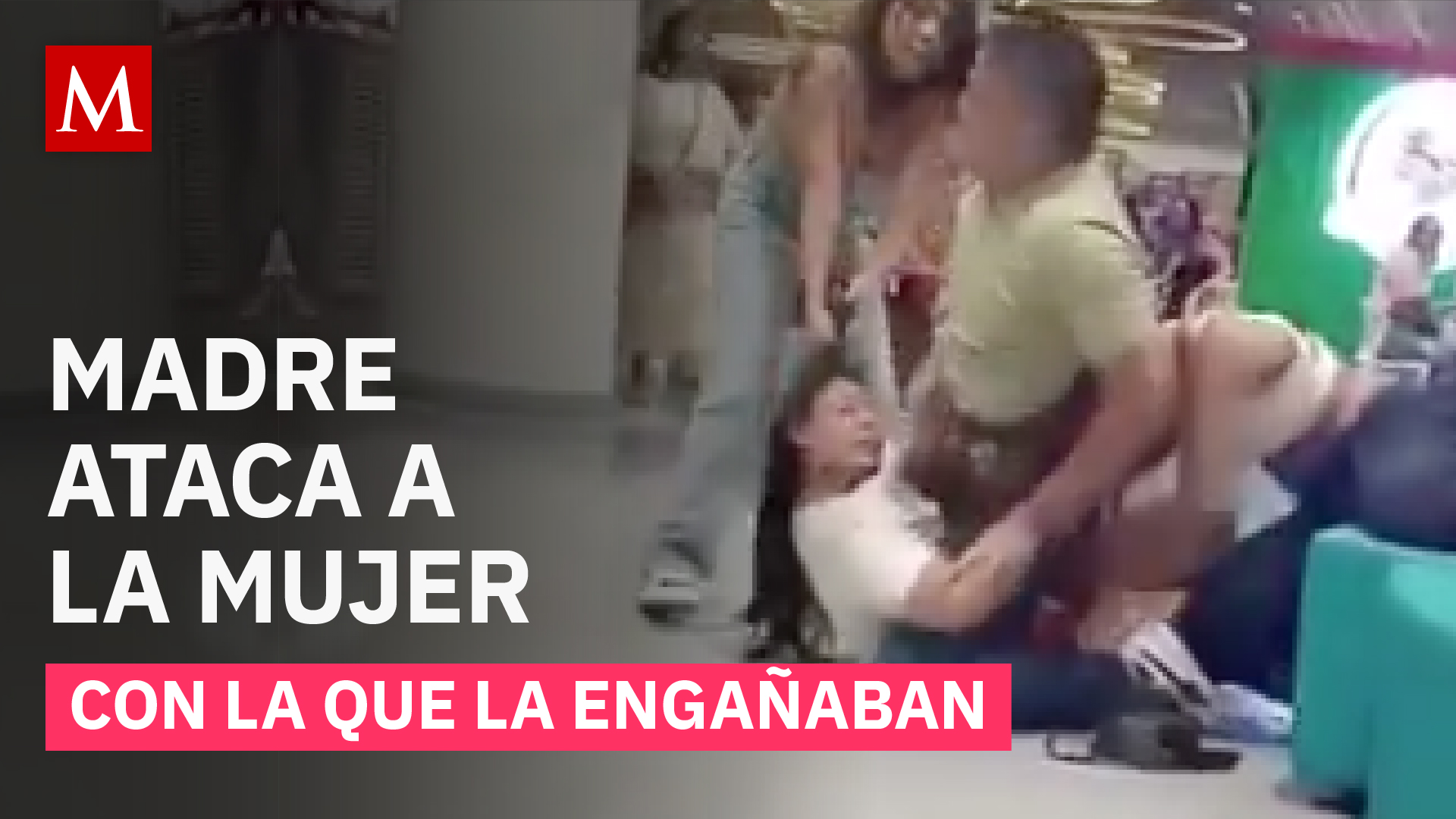 Mujer descubre infidelidad en una plaza, y golpea a la amante junto con su hija