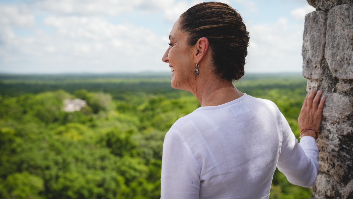 Claudia Sheinbaum visita zona arqueológica de Calakmul | X: @Claudiashein