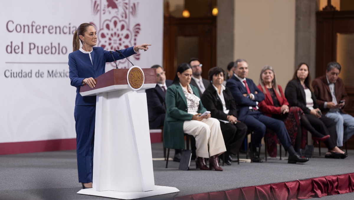 La Presidenta en su conferencia de prensa matutina del 18 de agosto en Palacio Nacional. | Presidencia