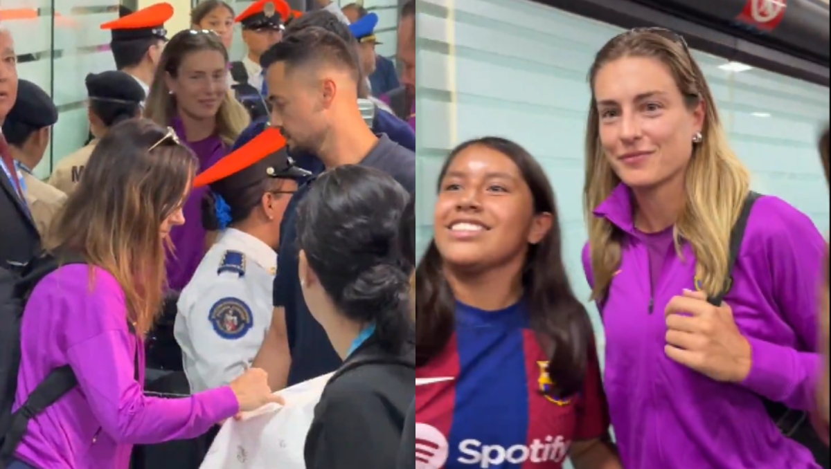 Barcelona Femenino llega a México y es recibido por decenas de aficionados (X @FCBfemeni)