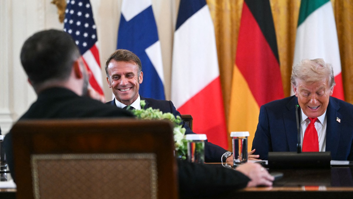 Trump junto a Macron y Zelensky en la Casa Blanca. | AFP