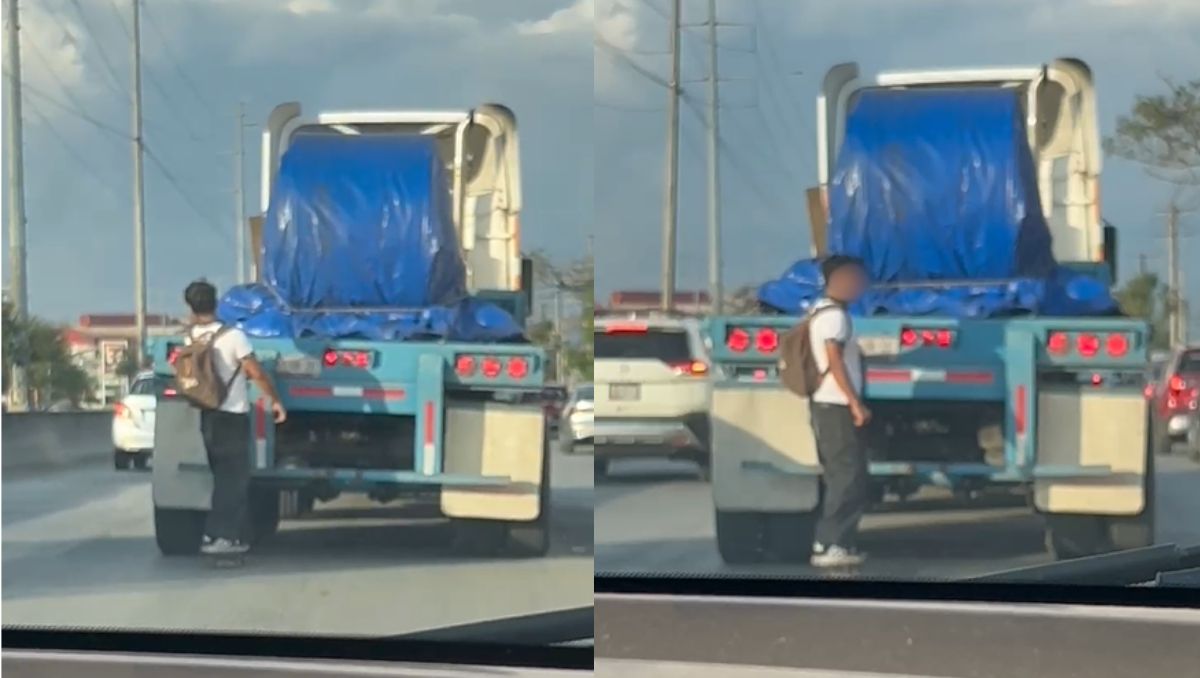 En medio del tráfico vehicular, el joven circula a bordo de una patineta. | Especial