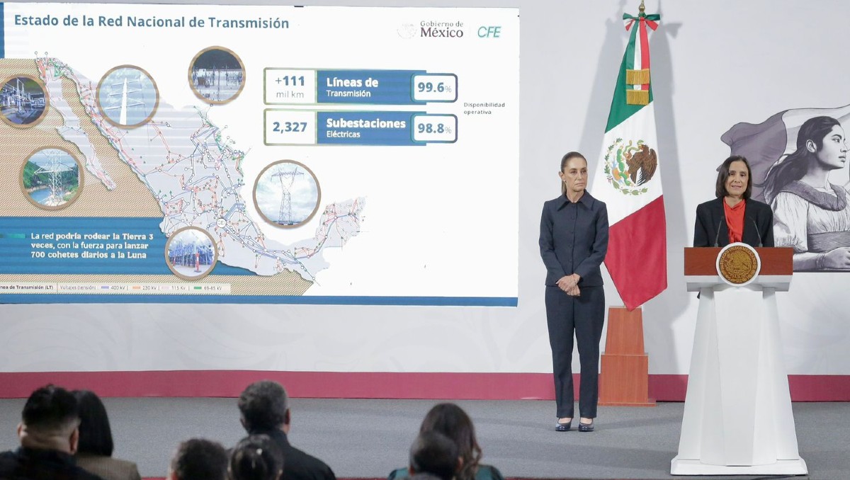 La Presidenta y la titular de la Sener durante la conferencia de prensa matutina. | Foto: Ariel Ojeda