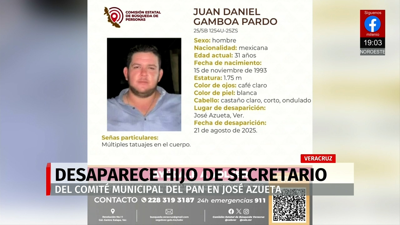 Hijo de dirigente del PAN en José Azueta desaparece desde el 21 de agosto