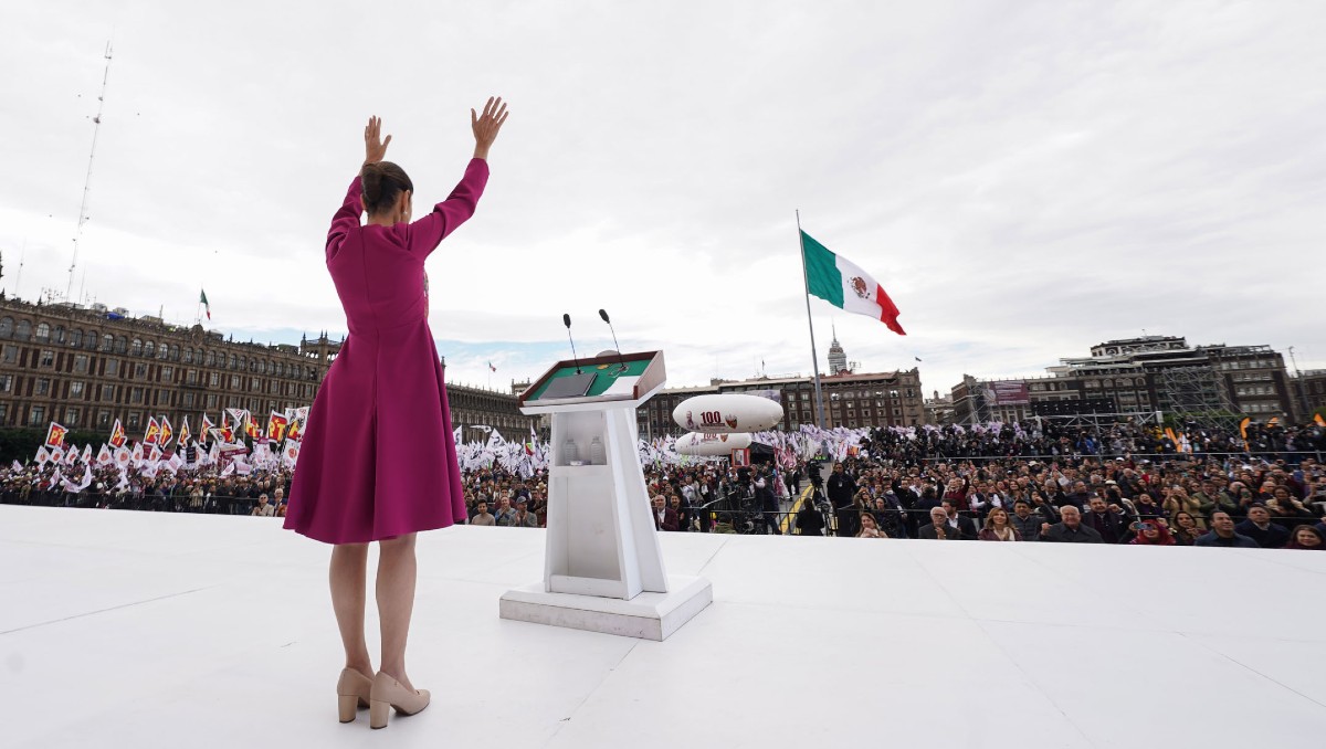 La presidenta Claudia Sheinbaum en el Zócalo de la Ciudad de México. | Foto: Presidencia