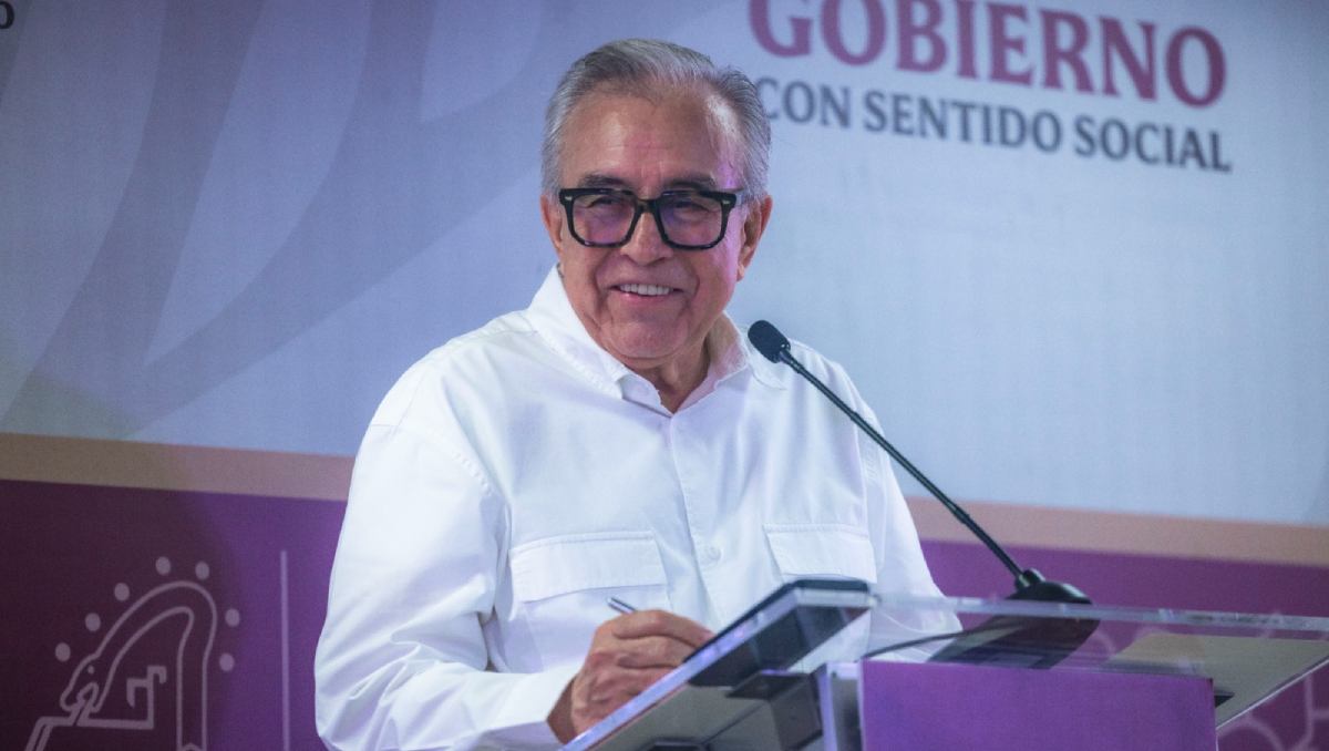 Rubén Rocha, durante su Conferencia Semanera. | Especial