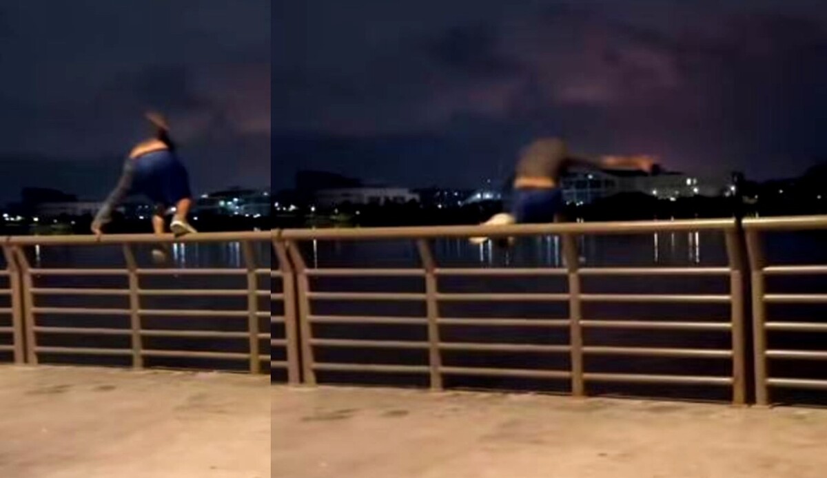 Captan a joven que se lanzó a la Laguna del Carpintero en Tampico | Video TikTok