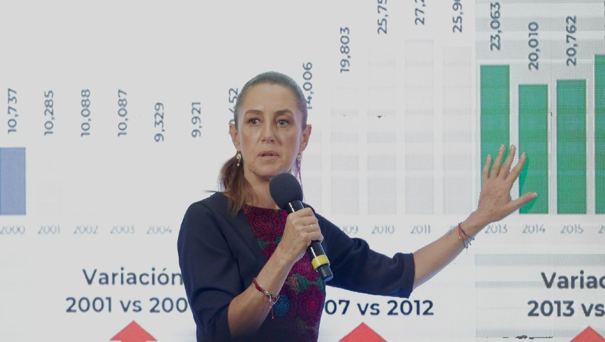 La presidenta Claudia Sheinbaum durante la conferencia de prensa matutina. | Foto: Ariel Ojeda