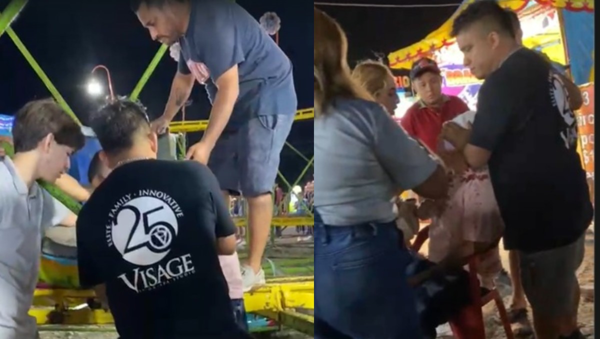 El accidente se registró la noche de este domingo en el juego conocido como “La Oruga”. Foto: Especial