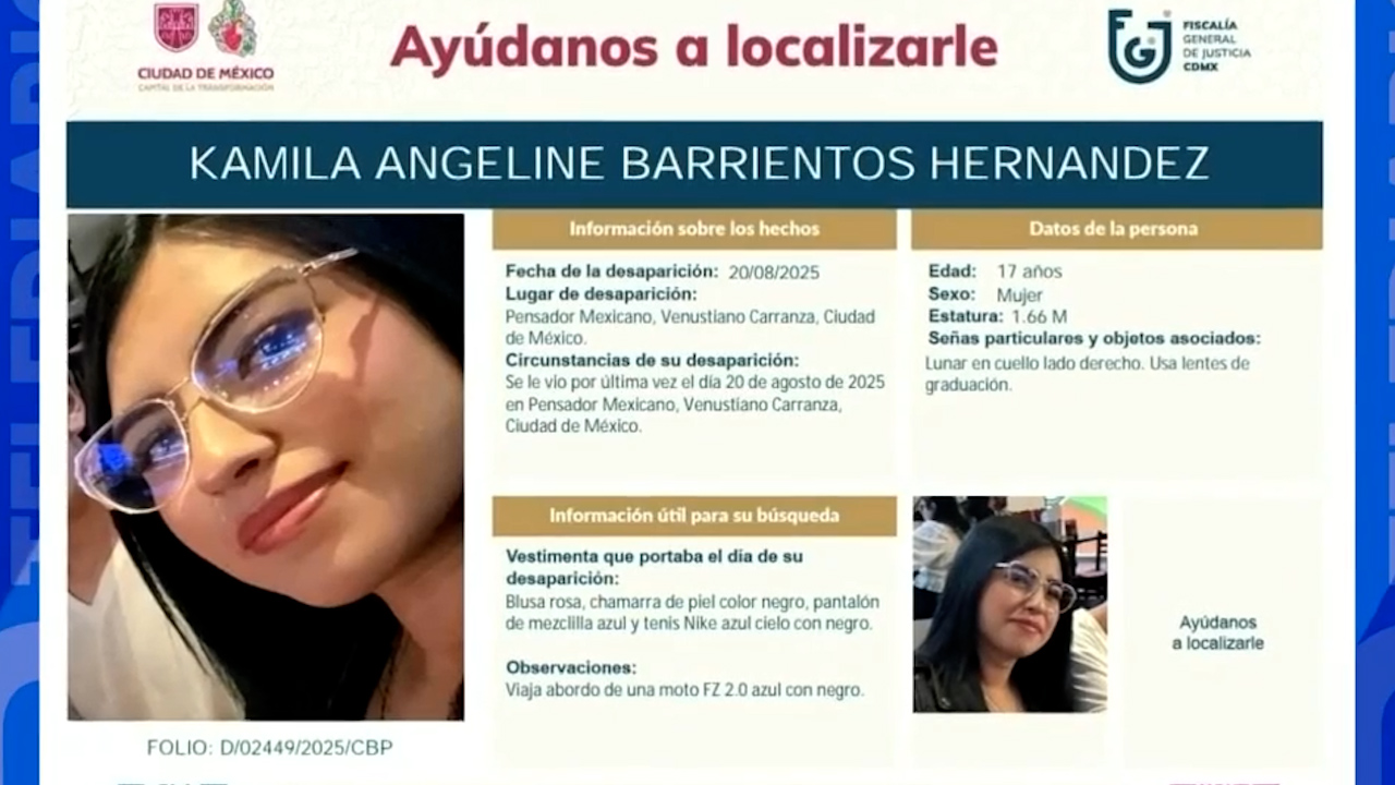 ¿La has visto? Kamila Angeline Barrientos, de 17 años, desapareció en CdMx