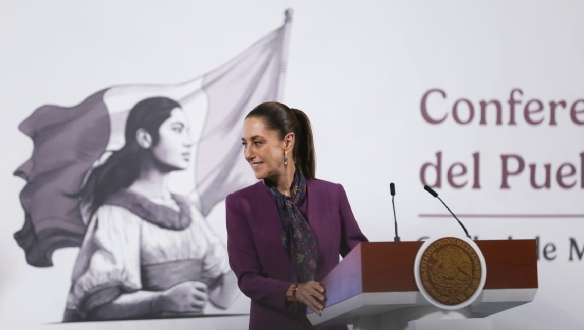 La Presidenta desde Palacio Nacional para ofrecer su conferencia mañanera hoy. | Araceli López