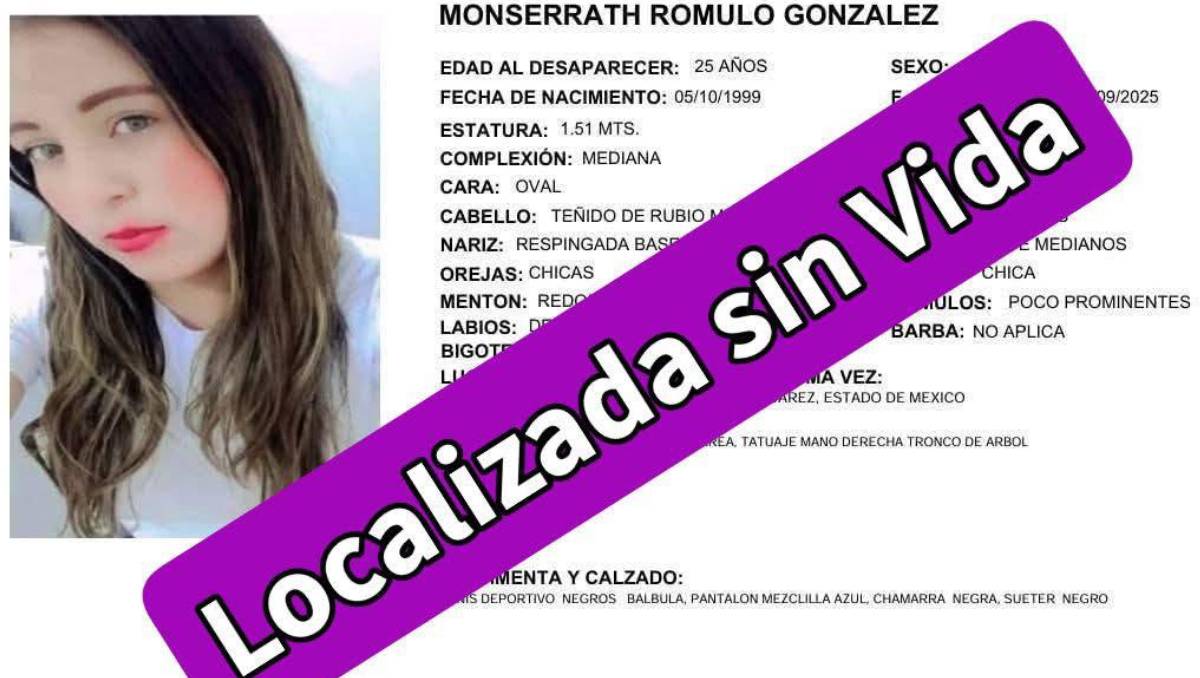 Monserrath, de 25 años, reportada desaparecida en Zinacantepec, fue hallada sin vida tras accidente vial. Especial
