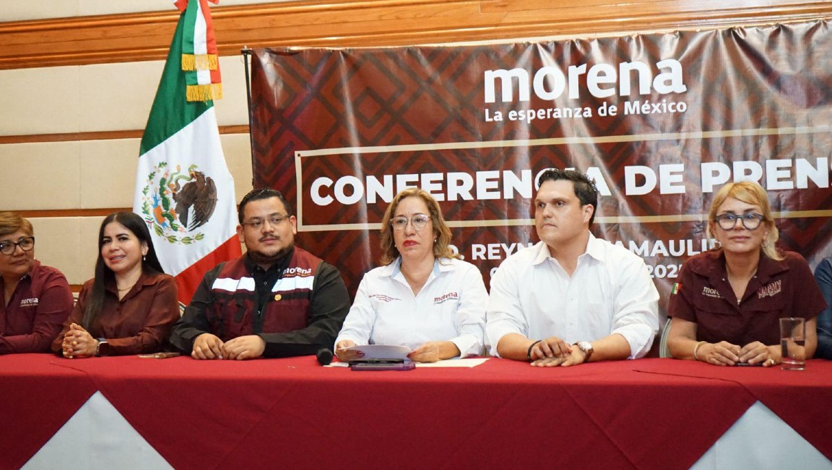 Morena Tamaulipas da conferencia de prensa en Reynosa. (Cortesía)
