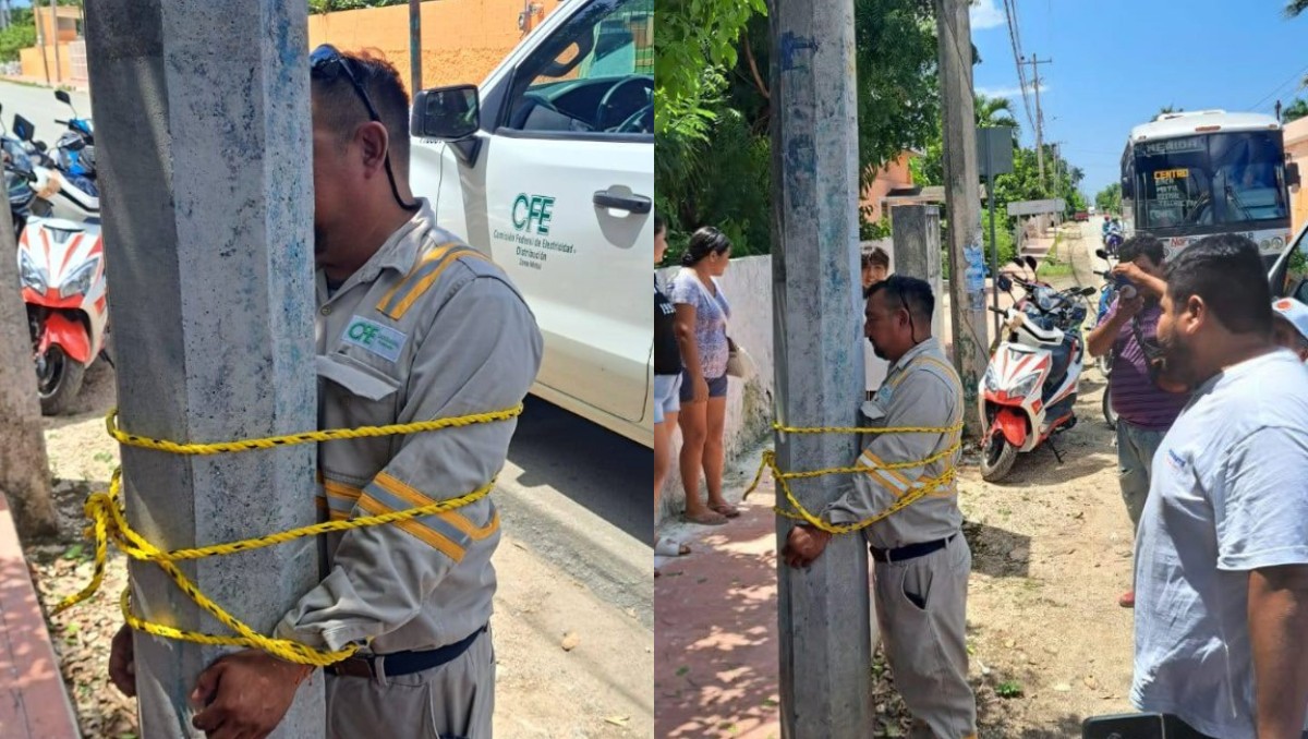 Los pobladores impidieron que el empleado se retirara de la zona y lo ataron a un poste. (Foto: Especial)