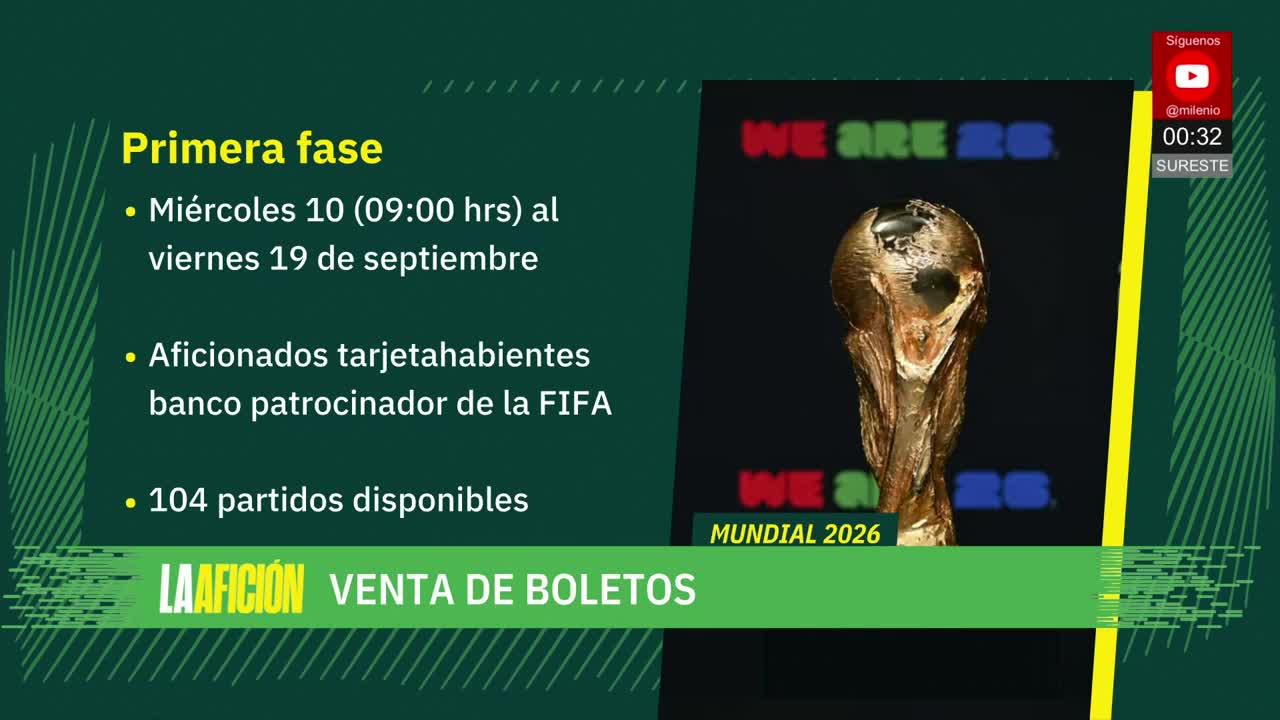 Revelan precios de boletos del Mundial 2026 | Milenio Noticias La Afición, 3 de septiembre de 2025