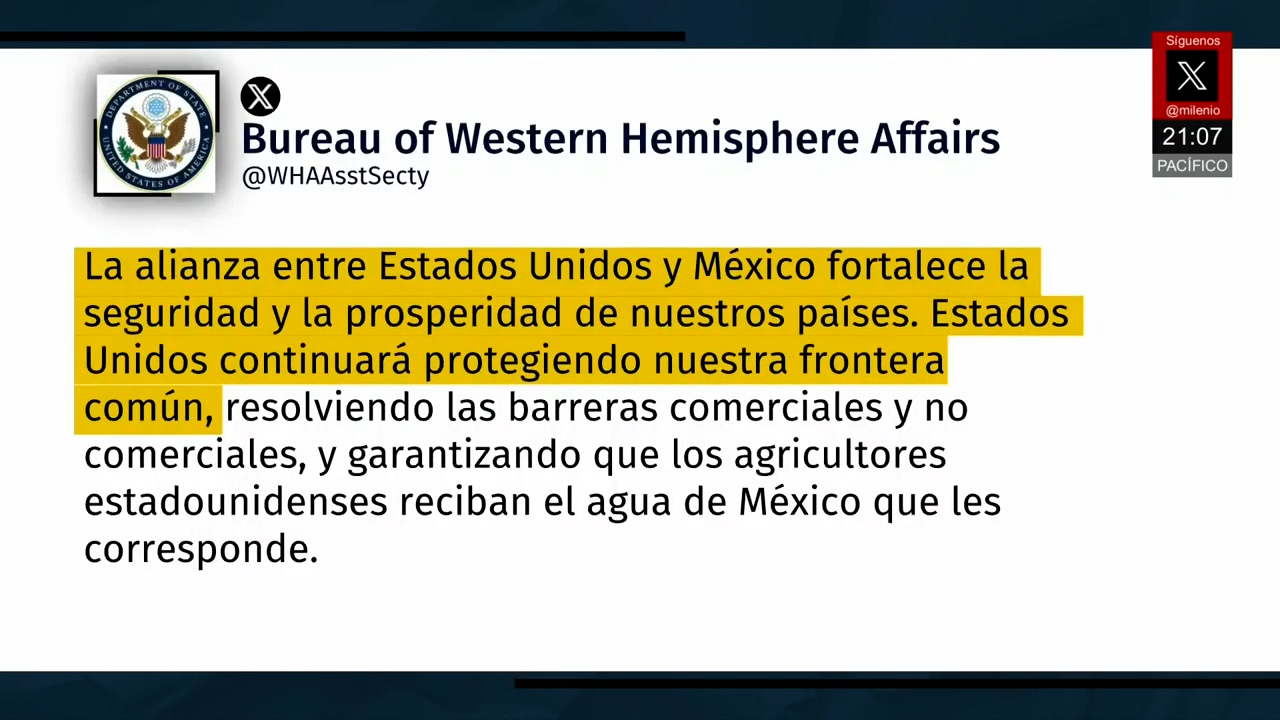 Estados Unidos reconoce colaboración de México en seguridad fronteriza tras visita de Marco Rubio