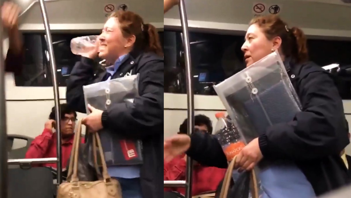 Nace ‘Lady Herpes’: mujer agrede a joven en el transporte público. | X @XQestendenciaMX