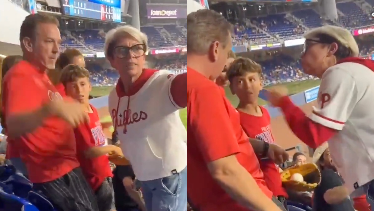 Una mujer fue captada quitándole una pelota de beisbol a un pequeño fan de los Phillies (Especial)