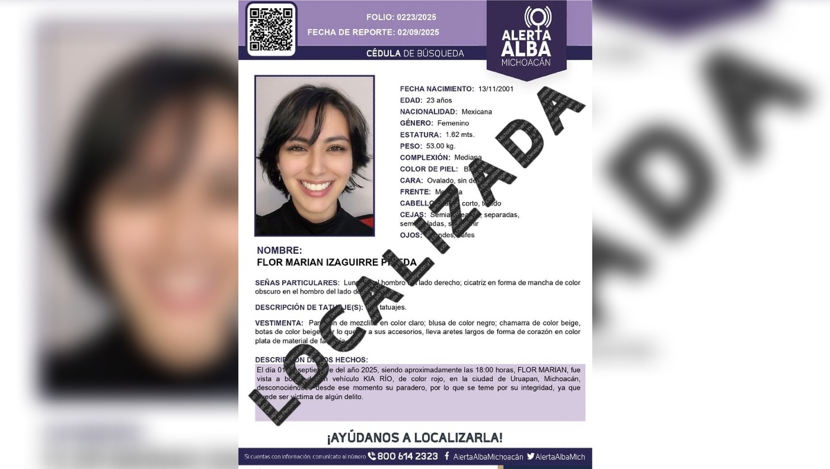 Las autoridades lograron dar con el paradero de la joven, tras casi una semana de su último contacto. | FGE