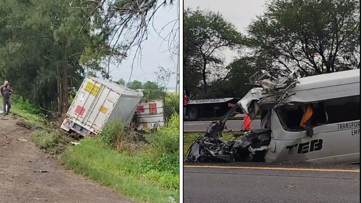 Tres personas murieron en un accidente entre un tráiler y una camioneta de transporte de personal en la carretera Irapuato–Abasolo.
