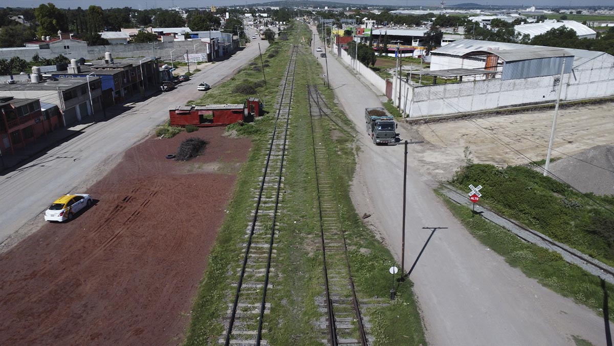 Trabajos de construcción del Tren AIFA-Pachuca en el tramo Tizayuca. (Foto: Jorge Sánchez)