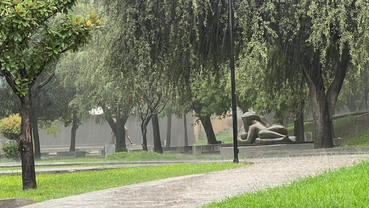 La fuerte lluvia se registra en el centro de Monterrey. Foto: Especial