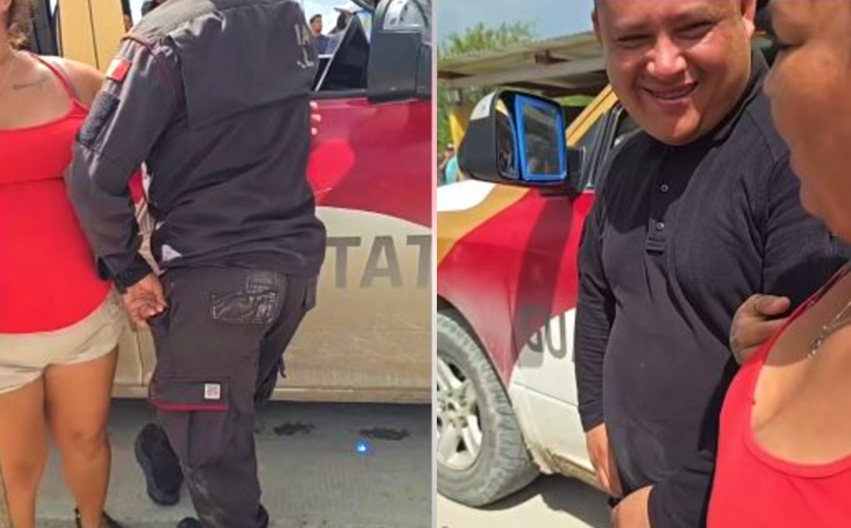 Mujer bromea con elemento de la Guardia Estatal durante en manifestación | VIDEO
