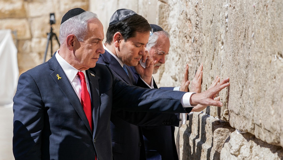 Benjamín Netanyahu y Marco Rubio en el Muro de los Lamentos. | AFP