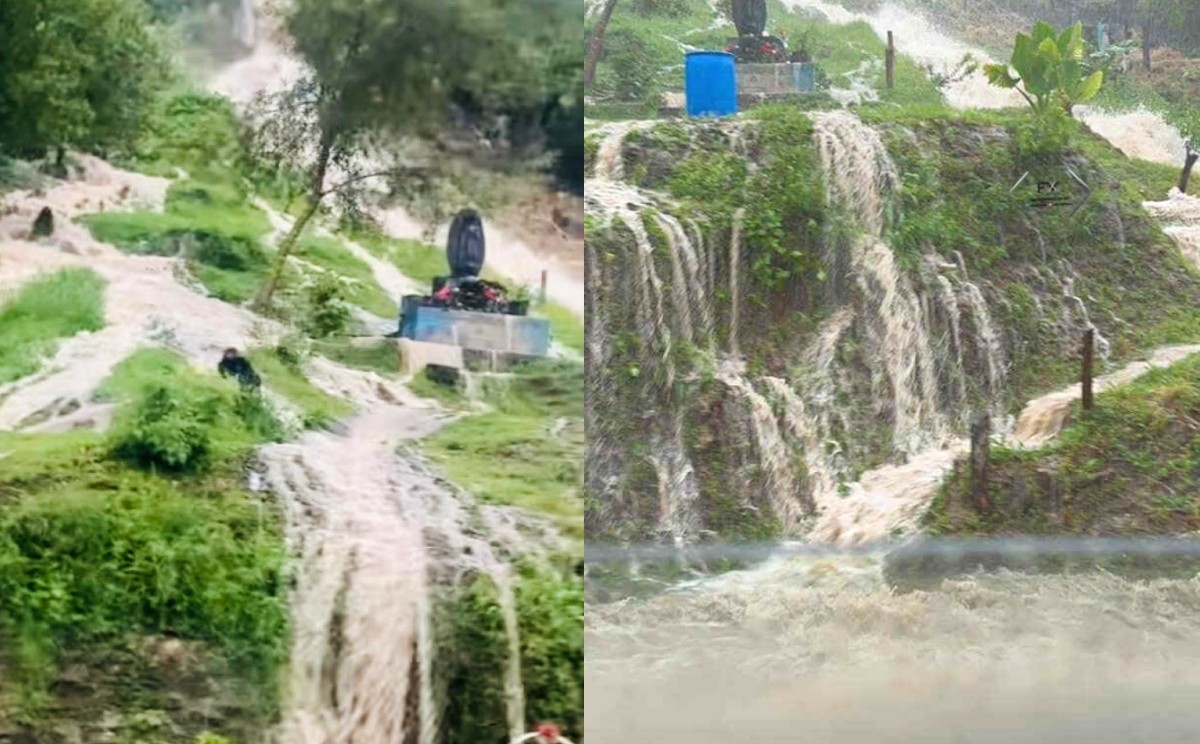 Lluvia sorprende a habitante de "El Chorrito" en el municipio de Hidalgo, Tamaulipas