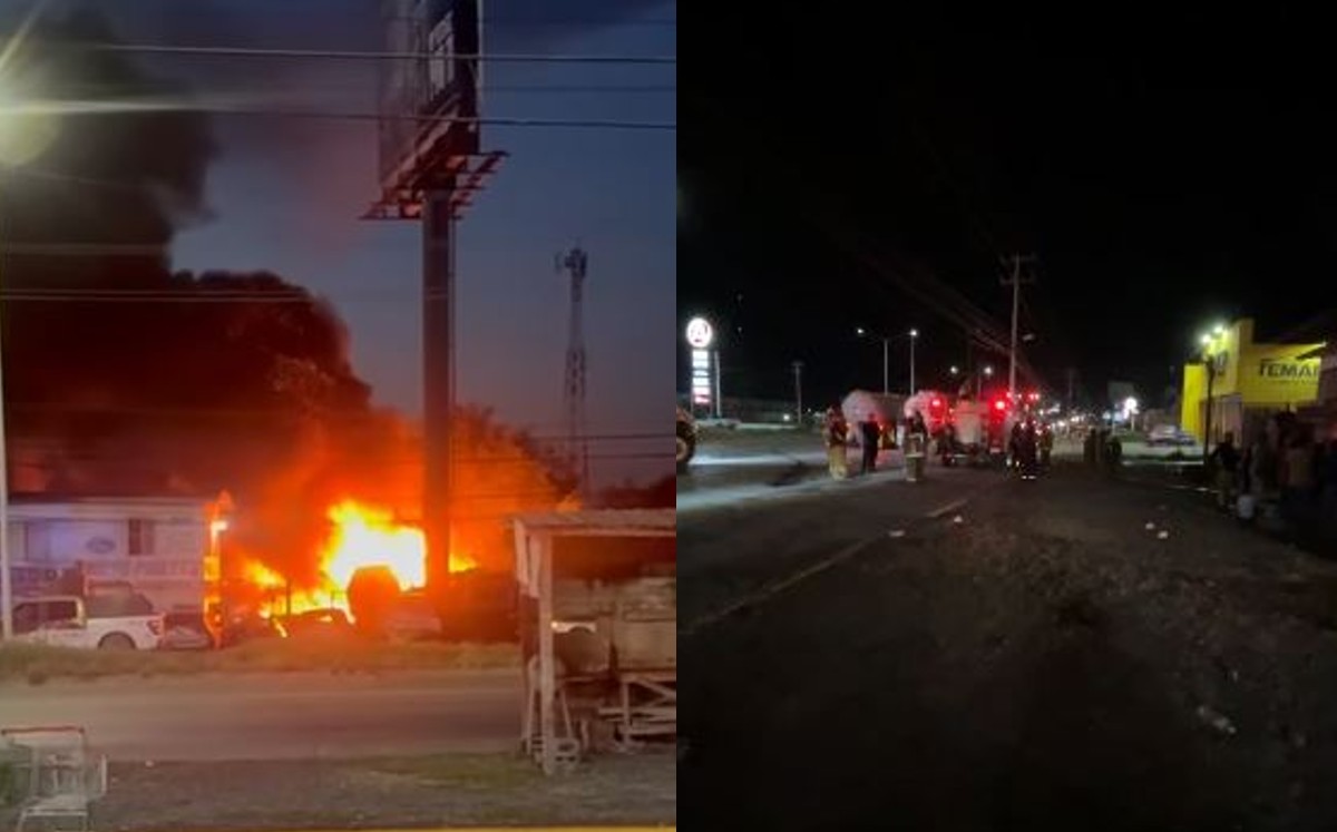 Fuerte incendio de Yonke en Reynosa. | Cortesía