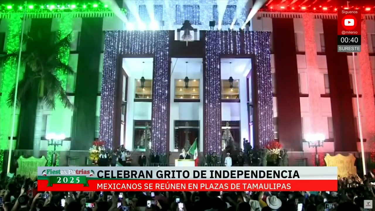 Américo Villarreal da el Grito de Independencia en Tamaulipas