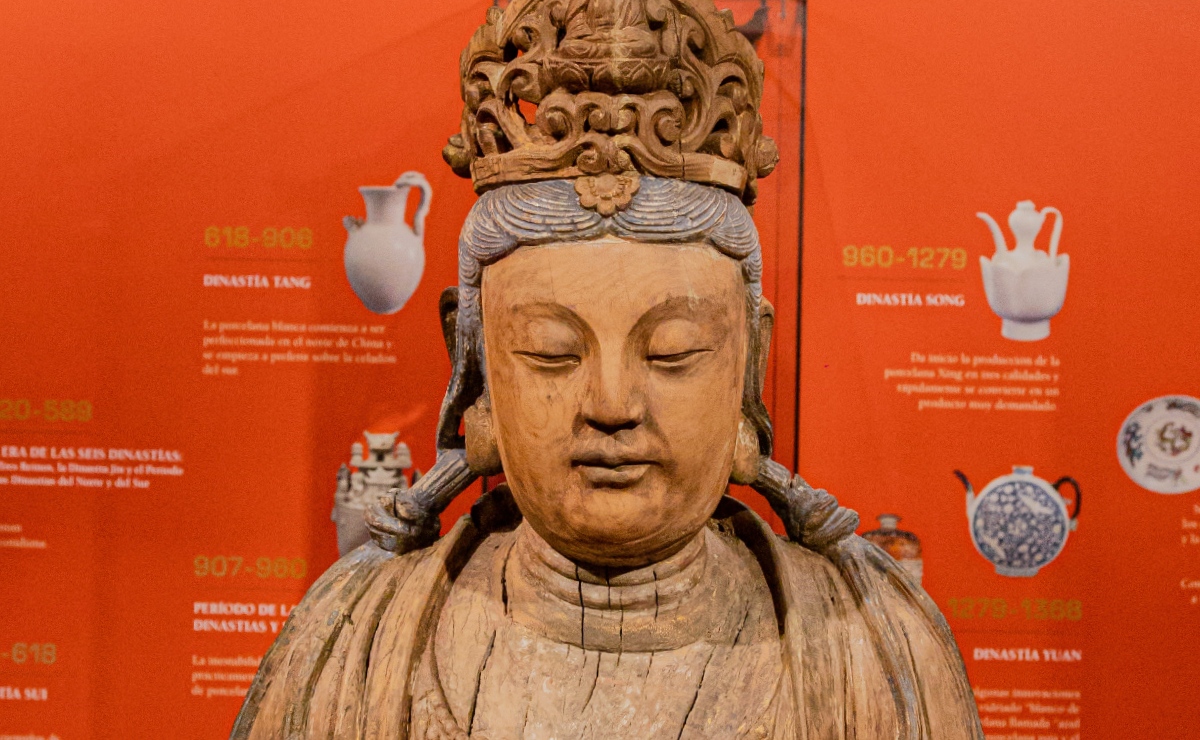 Escultura de madera originaria de China. Colección ALAR de Arte Chino. (Secretaría de Cultura de Guanajuato)