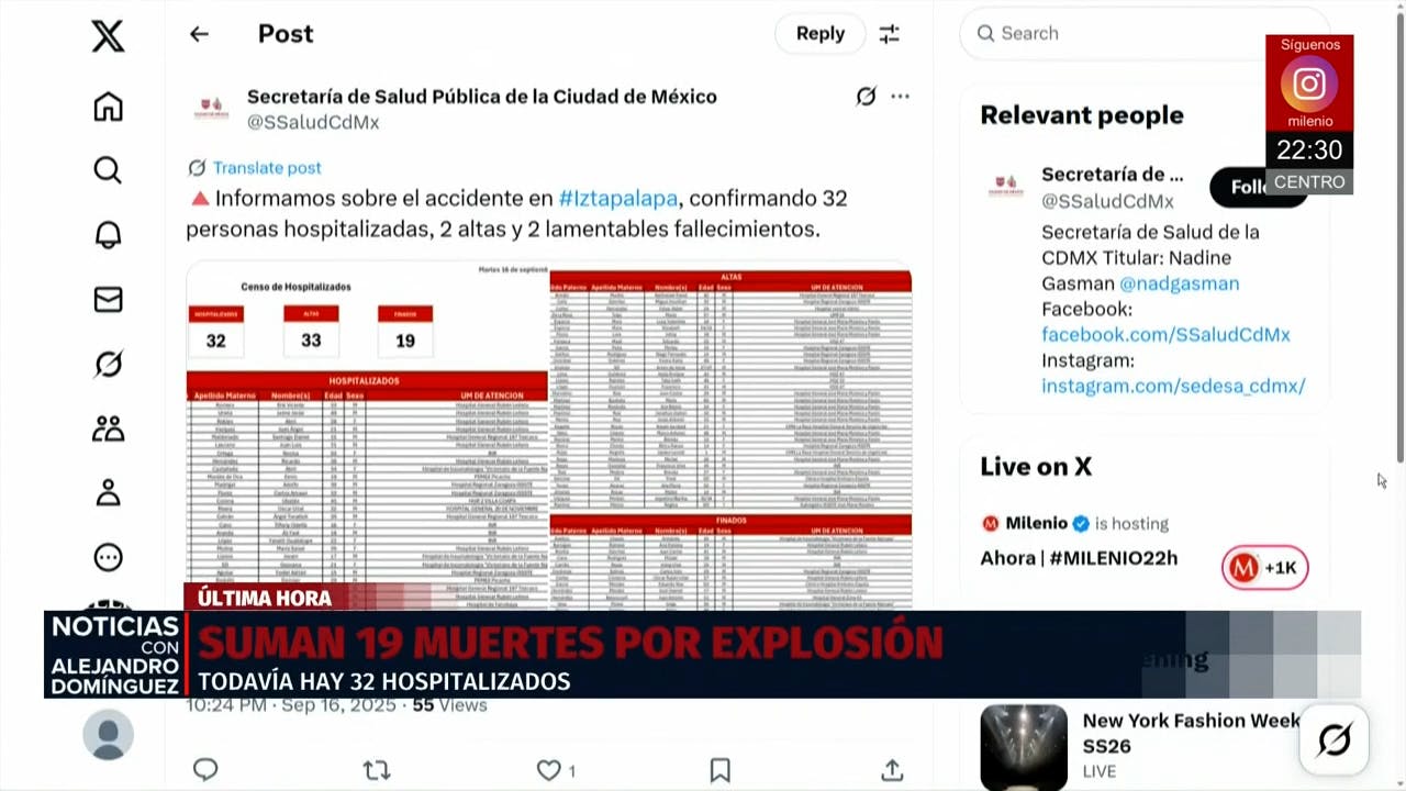 Aumentan a 19 los fallecidos por explosión de pipa en Iztapalapa