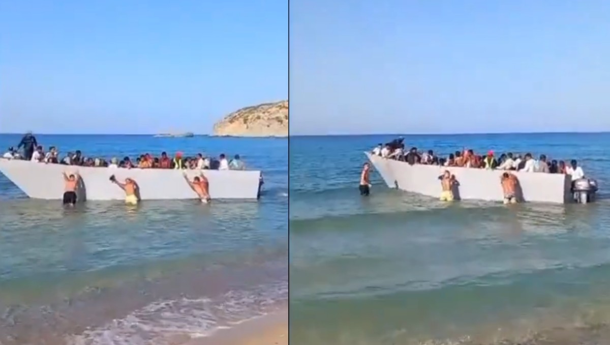 Migrantes llegan por mar y turistas los rechazan en Grecia. | Redes sociales.