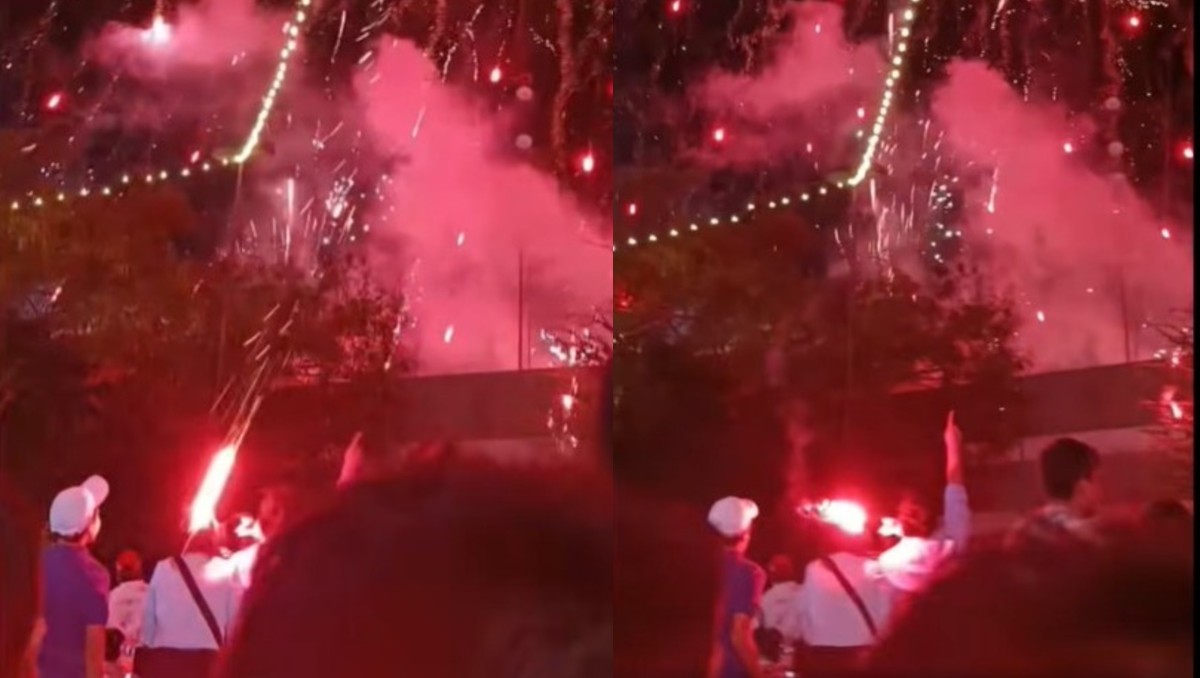 En el video se ve como el fuego enciende el cabello de la mujer. Foto: Especial