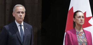 Mark Carney y Claudia Sheinbaum en Patio de Honor de Palacio Nacional | Ariel Ojeda