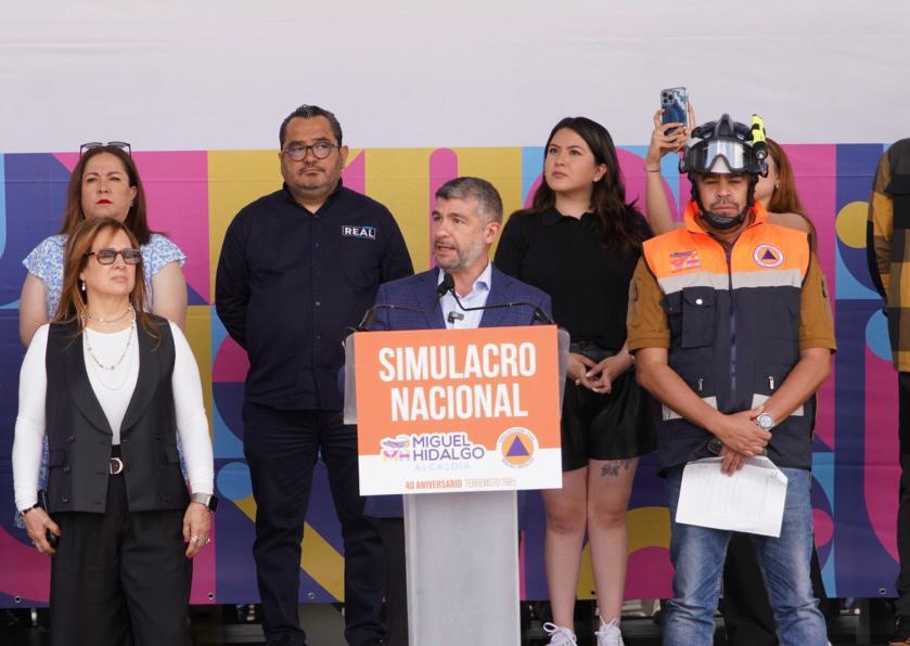 El alcalde Mauricio Tabe encabezó junto con autoridades de CdMx, de la Defensa y la Guardia Nacional el Segundo Simulacro Nacional 2025 | Cortesía.