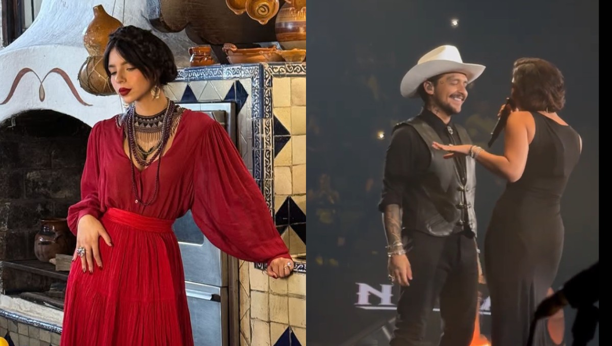 Christian Nodal sorprendió en Bogotá con Ángela Aguilar sobre el escenario | ESPECIAL