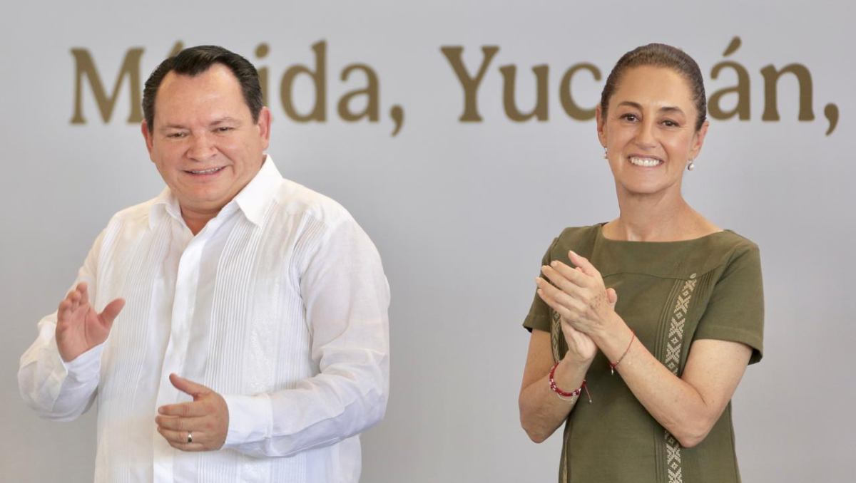 Claudia Sheinbaum junto al gobernador de Yucatán, Joaquín Díaz Mena durante informe La Transformación Avanza en Yucatán | Ariel Ojeda