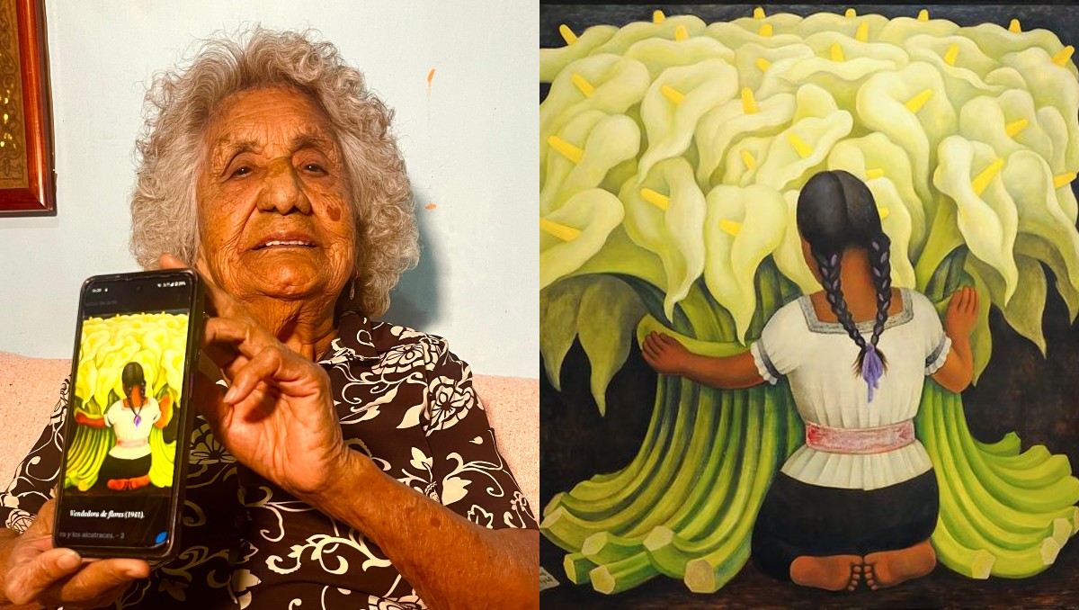 Leonora Camacho Sandoval, la mujer que posa en 'La Vendedora de Flores' de Diego Rivera. | Claudia Solera y Especial