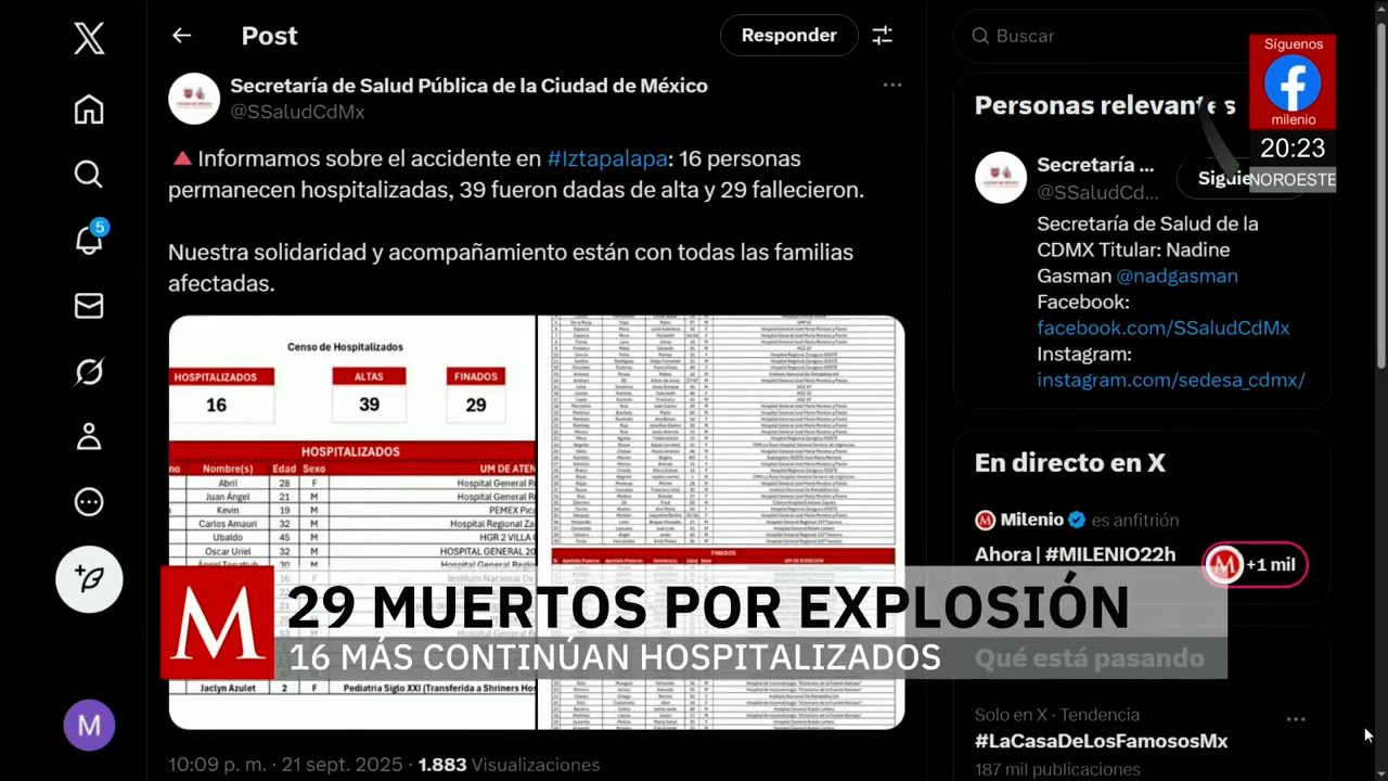 Explosión de pipa en Iztapalapa deja 29 muertos y 16 lesionados