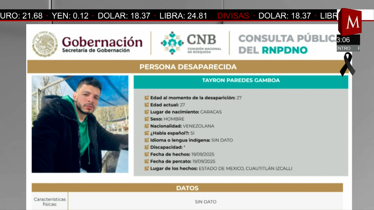 DJ venezolano Tyron Paredes desaparece en Cuautitlán Izcalli, Edomex