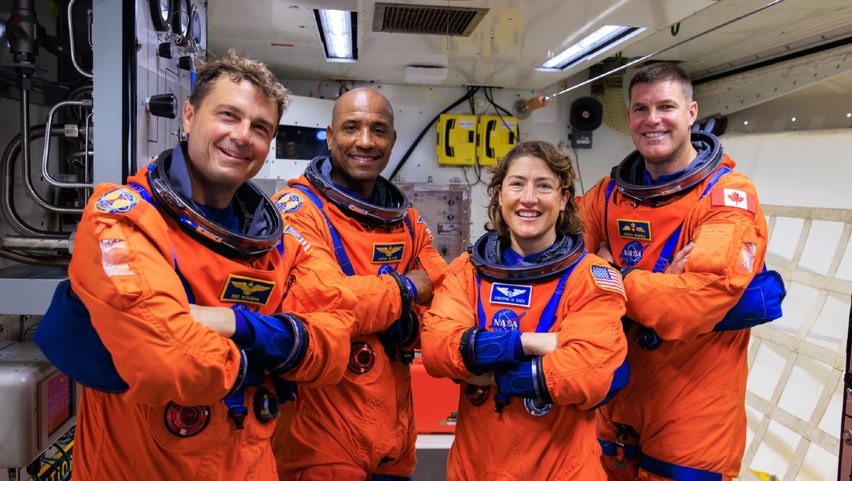 Los cuatro astronautas miembros de la misión Artemis II están listos para el despegue. | Foto: EFE