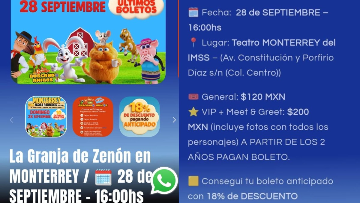 El espectáculo estaba anunciado para este domingo en el Teatro Monterrey del IMSS. Foto: Especial